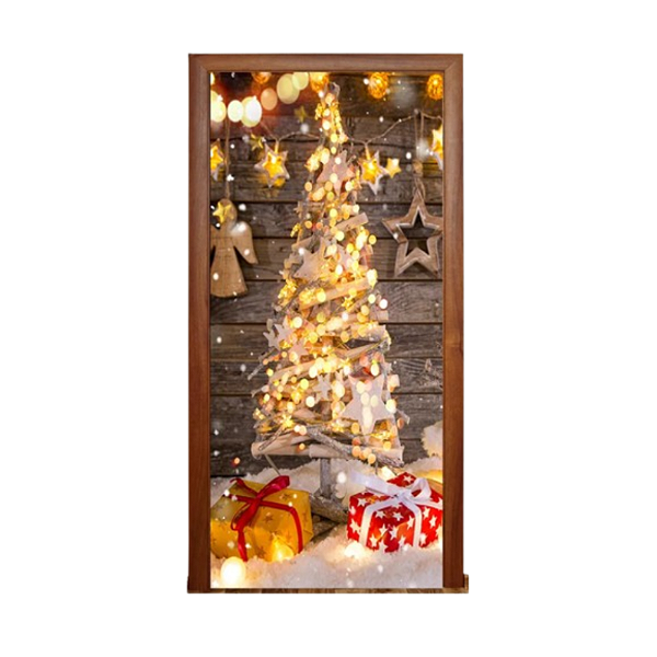 Capa De Porta Decorativo Tecido 0,85x2,10m - Árvore de Natal