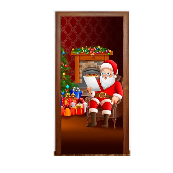 Capa De Porta Decorativo Tecido 0,85x2,10m - Natal Presentes