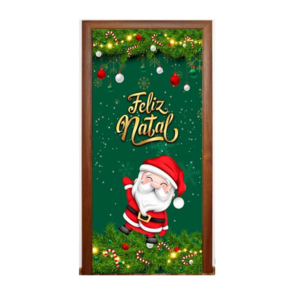 Capa De Porta Decorativo Tecido 0,85x2,10m - Natal Papai Noel 3