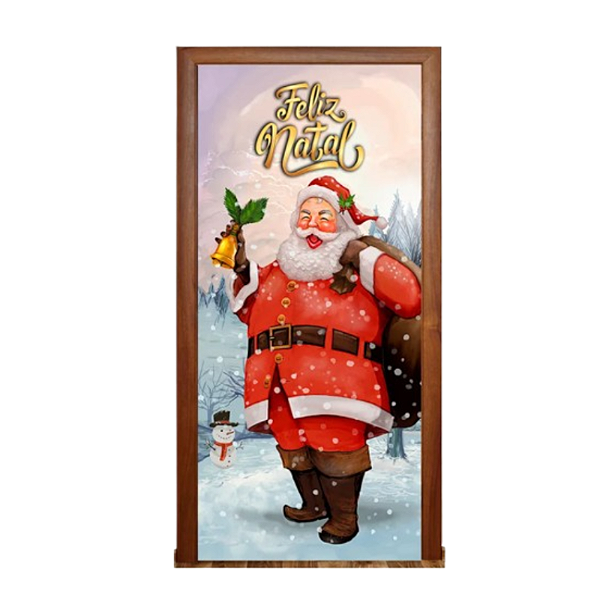 Capa De Porta Decorativo Tecido 0,85x2,10m - Natal Papai Noel 3