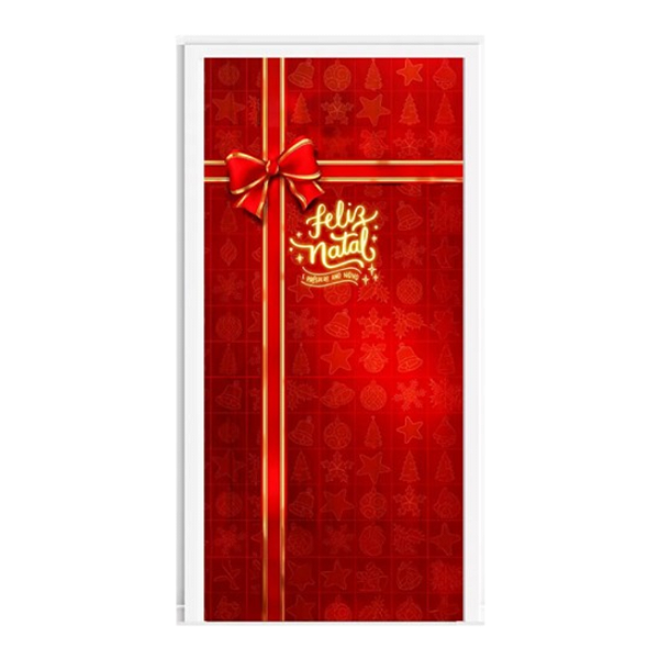Capa De Porta Decorativo Tecido 0,85x2,10m - Natal Laço 2