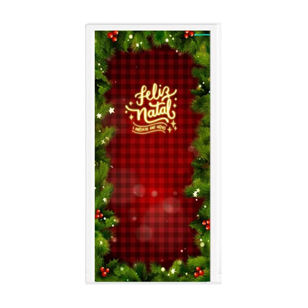 Capa De Porta Decorativo Tecido 0,85x2,10m - Natal Festão