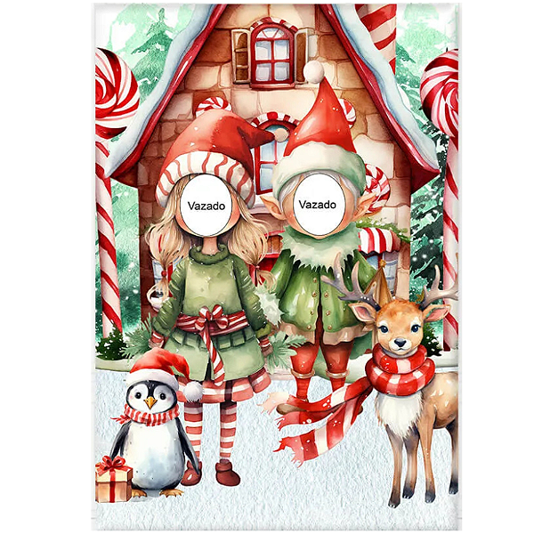 Painel Decorativo interativo Vazado - Natal Duendes