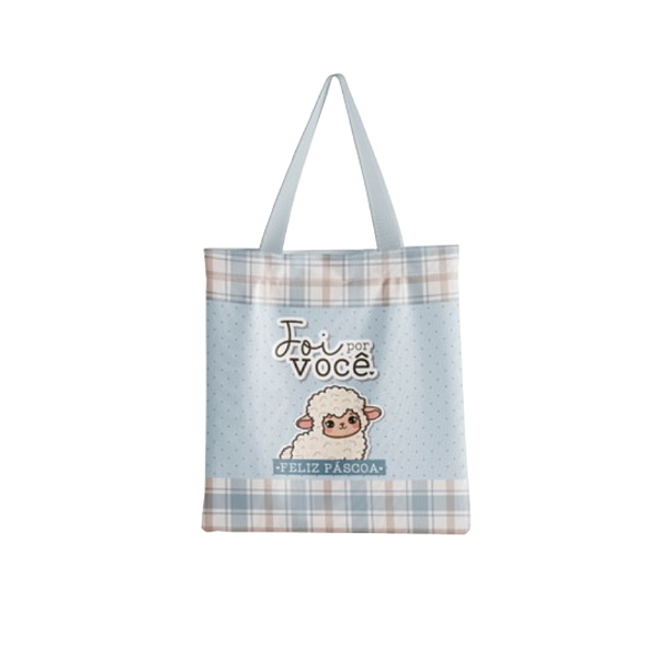 Bolsa Ecobag Páscoa 2025/Xadrez azul