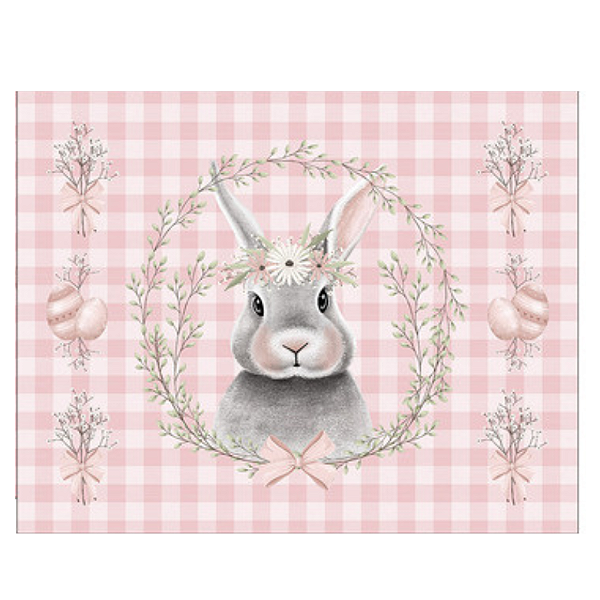 Jogo Americano Mesa Posta - Páscoa coelho xadrez rosa