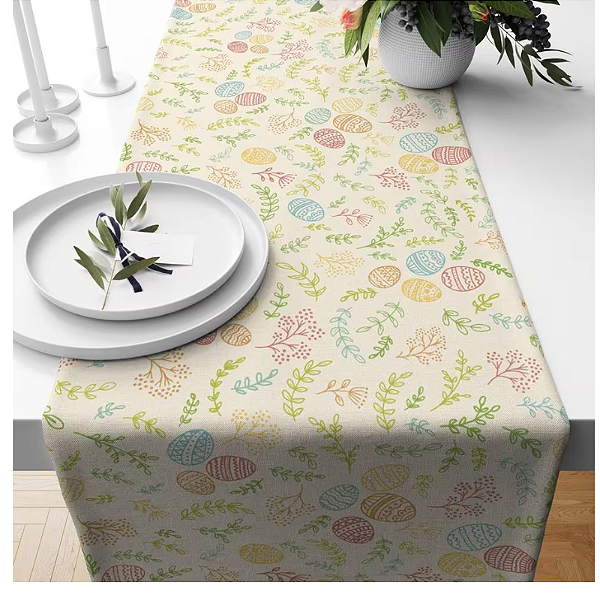 Caminho de Mesa Estampas - Páscoa bege