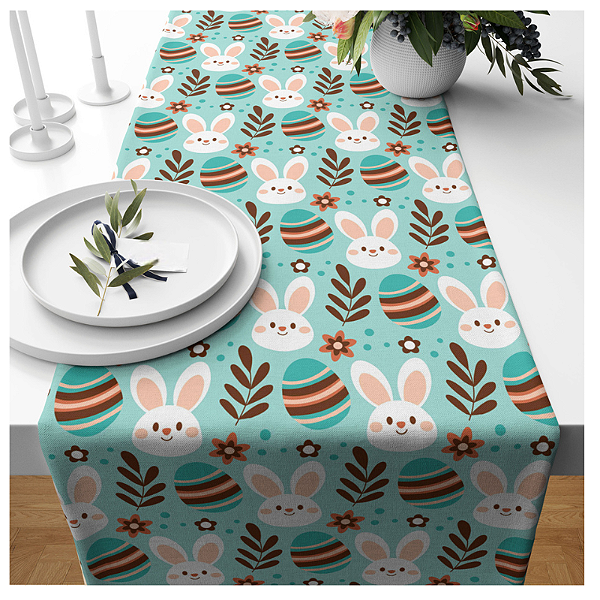Caminho de Mesa Estampas - Páscoa coelho verde