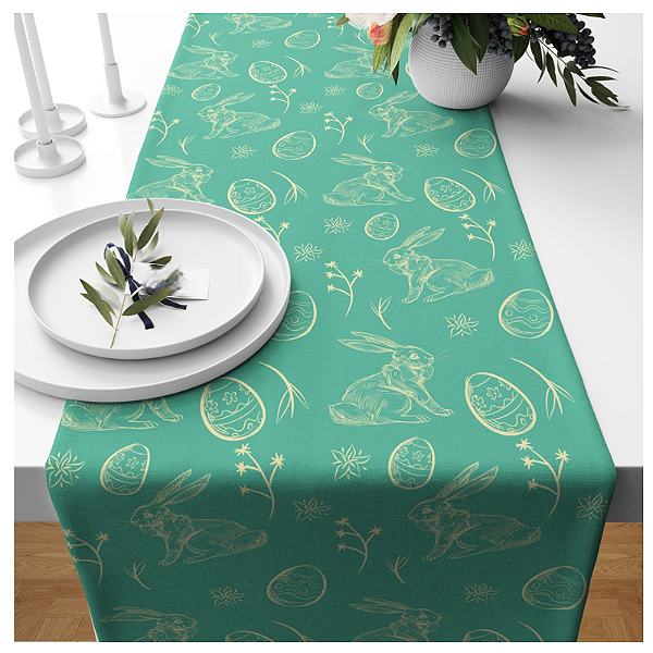 Caminho de Mesa Estampas - Páscoa verde escuro