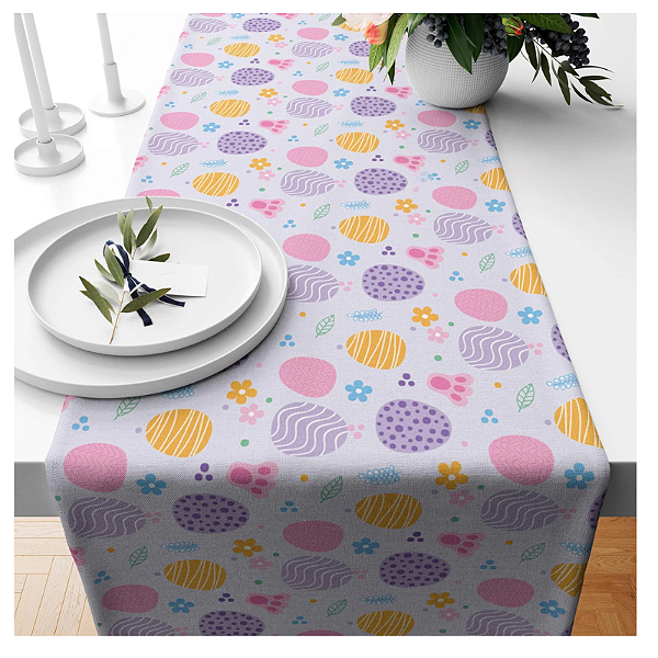 Caminho de Mesa Estampas - Páscoa ovinhos lilás