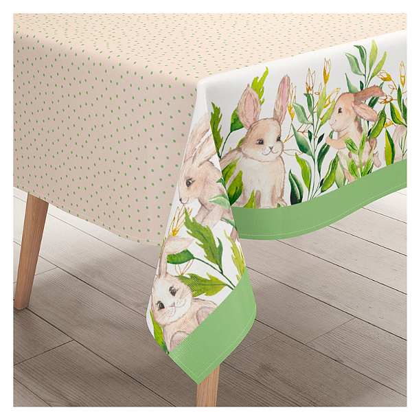 Toalha de Mesa Retangular - Páscoa coelhinho verde