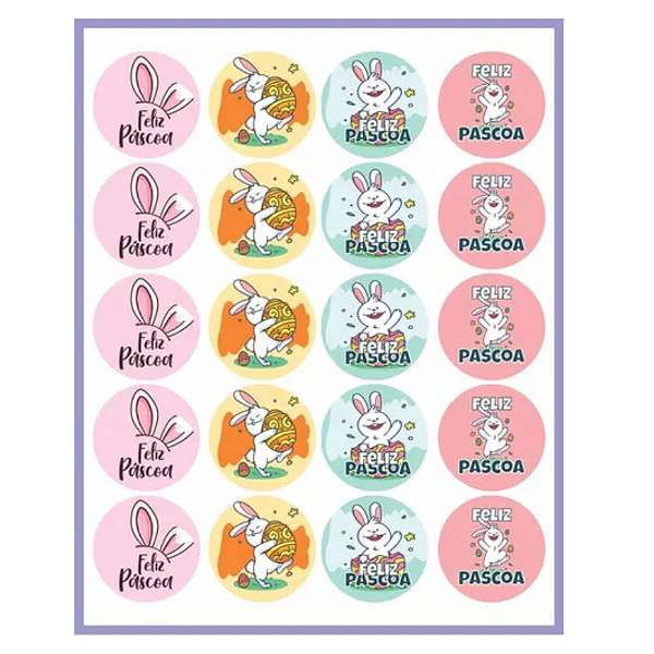 50 Tags Adesivo Personalizados Para Páscoa colorido
