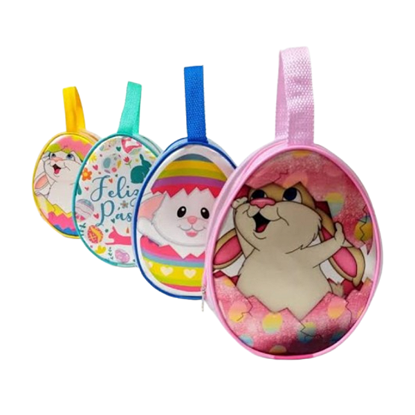 Bolsa de páscoa formato Ovo com visor de crystal 16x12cm