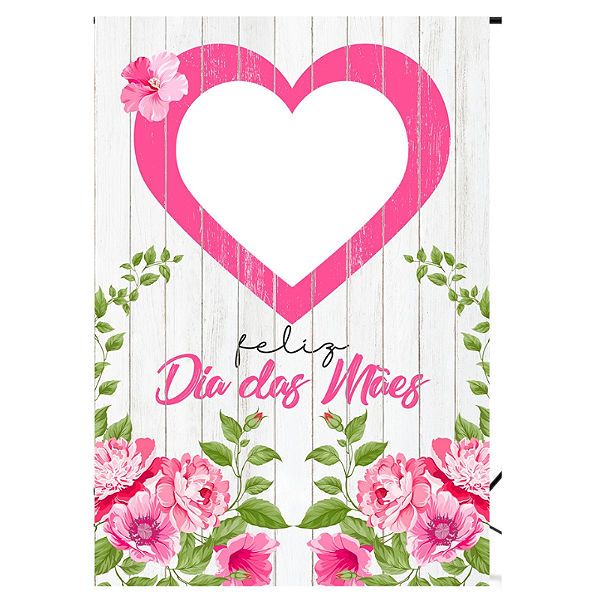 Painel Decorativo interativo vazado Dia das Mães Coração Rosa
