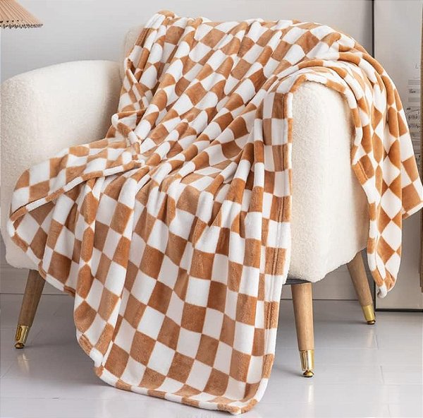 Manta quadriculada para sofá, cama, cadeira de viagem para todas as estações, 152 x 125 cm Ferrugem