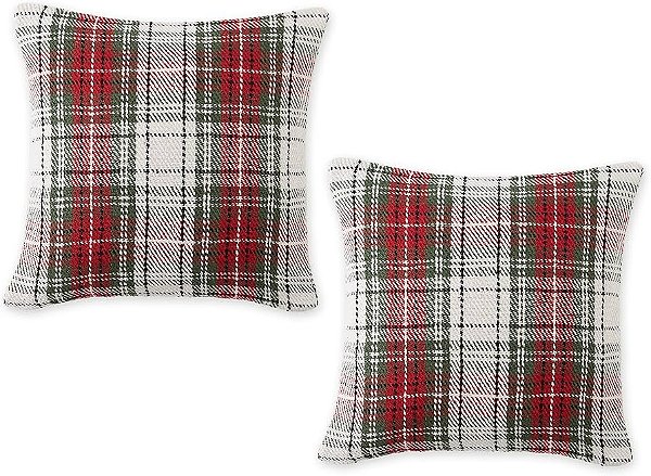 Almofada Cheia -Outono/inverno xadrez vermelho/branco