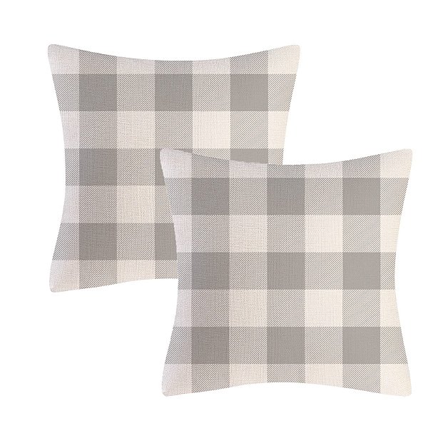 Almofada Cheia -Outono/inverno xadrez Cinza/branco