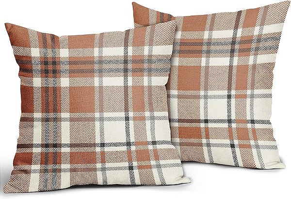 Almofada Cheia -Outono/inverno xadrez Marron/branco