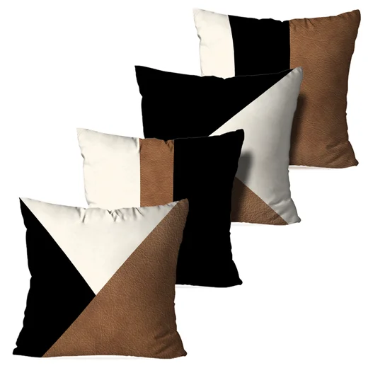 Kit 4 Almofadas Cheias - Outono/inverno Preto e marron