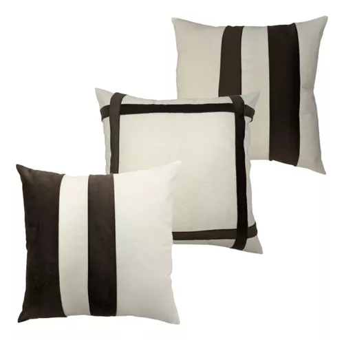 Kit 4 Almofadas Cheias - Outono/inverno Preto e branco geométrico