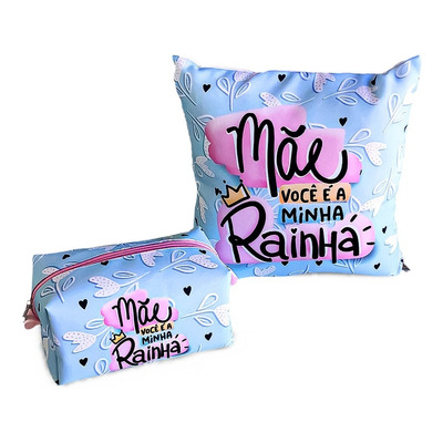 Kit Almofada 30x30 + Necessaire Dia Das Mães Personalizada - kit 1
