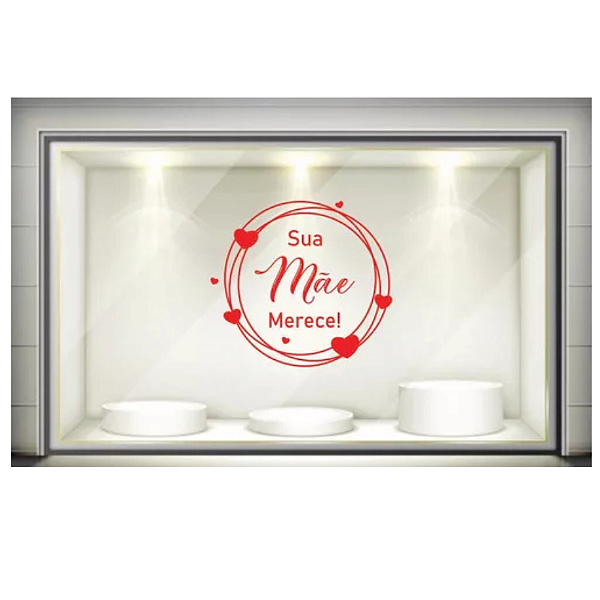 Adesivo Decorativo Vitrine Loja Comercio Dia Da Mães Redondo 58cm x 35 cm
