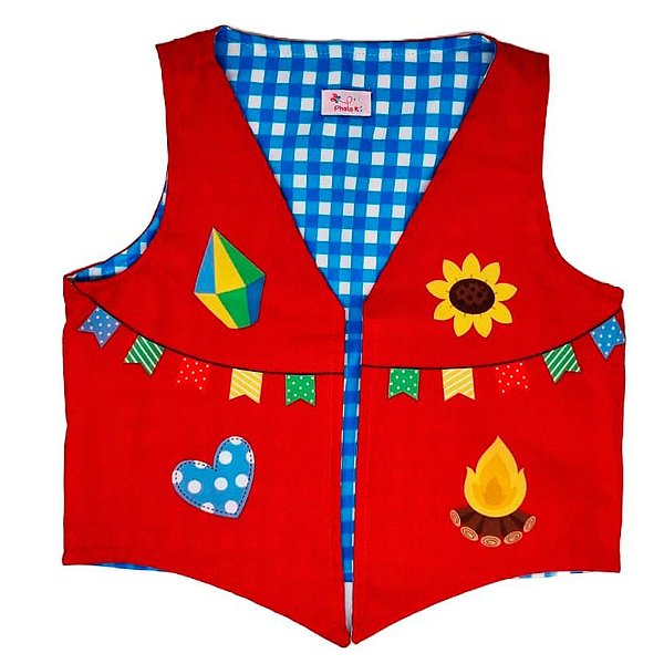 Colete Quadrilha/junina/caipira/são João Infantil - vermelho