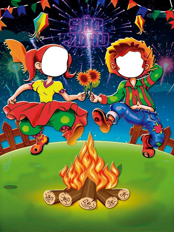 Painel Decorativo interativo vazado Junina Fogueira