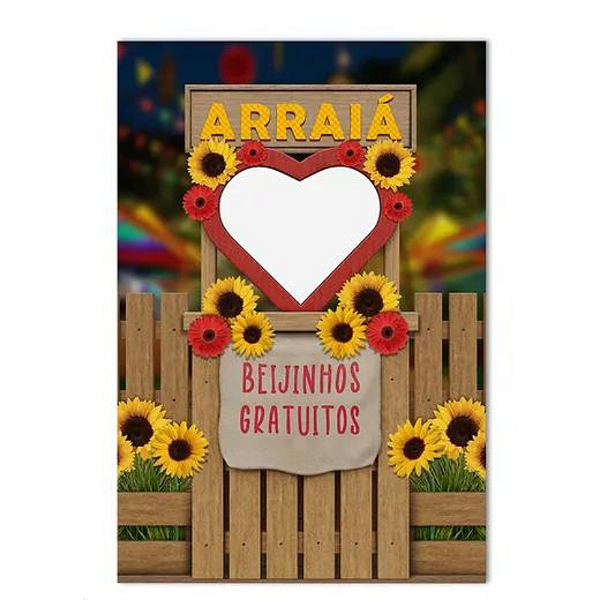Painel Decorativo interativo vazado Junina Beijinhos Gratuitos
