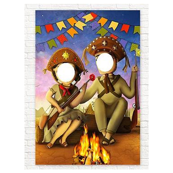 Painel Decorativo interativo vazado Junina Lampião e maria bonita