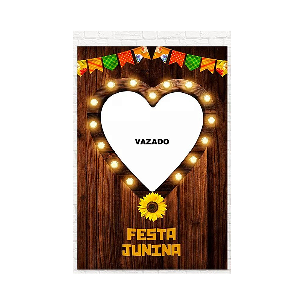 Painel Decorativo interativo vazado Junina Coração