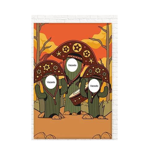 Painel Decorativo interativo vazado Junina 3 Cactos