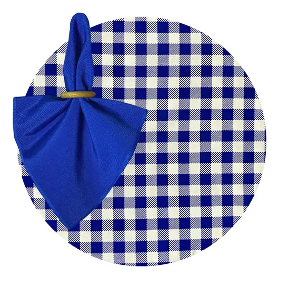 Sousplat Mesa Posta Festa junina - Azul xadrez