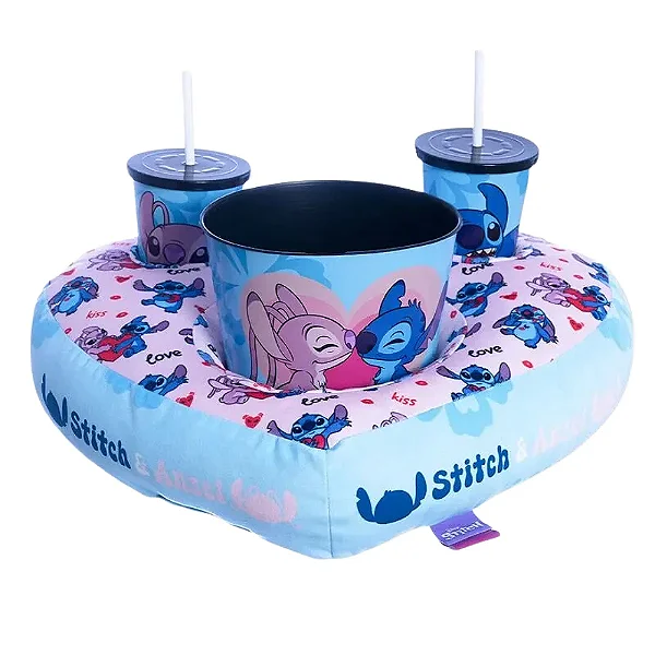 Almofada Porta Pipoca Coração - Stitch casal