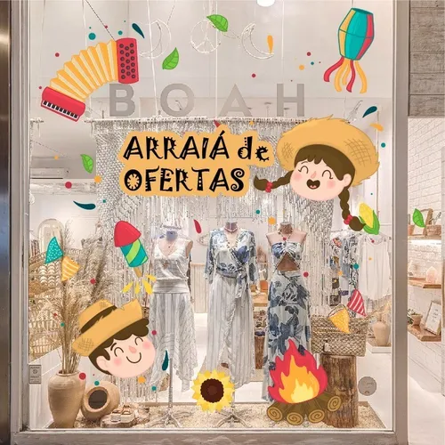 Adesivo Decorativo De Vitrine Para Loja Comercio Festa junina/Caipira 100 x 110 cm