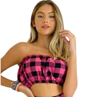 Top Cropped Tomara Que Caia Xadrez/festa Junina/arraiá/