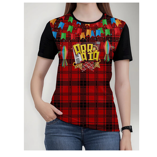 1 Camiseta/blusa Festa Junina Feminina Blusa Xadrez Arraiá