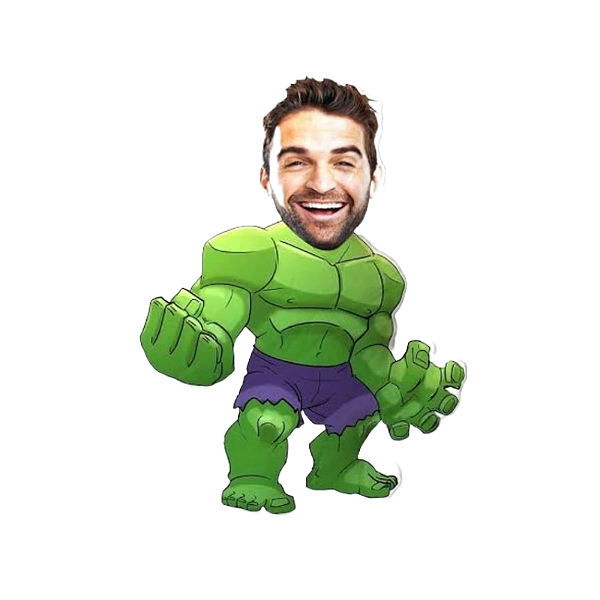 Almofadas 3D Fun - Coloque seu rosto no seu personagem Hulk