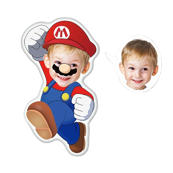 Almofadas 3D Fun - Coloque seu rosto no seu personagem mario
