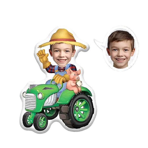 Almofadas 3D Fun - Coloque seu rosto no seu personagem Fazendeiro