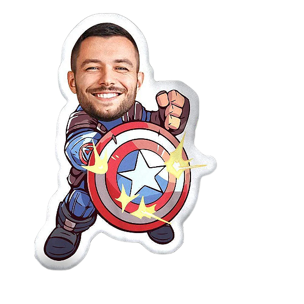 Almofadas 3D Fun - Coloque seu rosto no seu personagem Capitão america