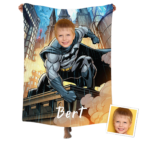Toalha Fun poket infantil - Seu rosto no personagem Batman