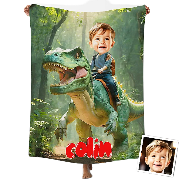 Toalha Fun poket infantil - Seu rosto no personagem dino
