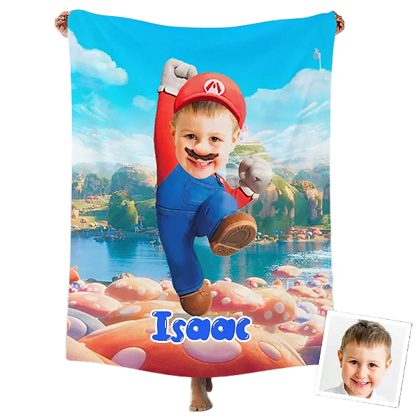 Toalha Fun poket infantil - Seu rosto no personagem Mario brós