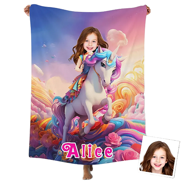 Toalha Fun poket infantil - Seu rosto no personagem Unicornio
