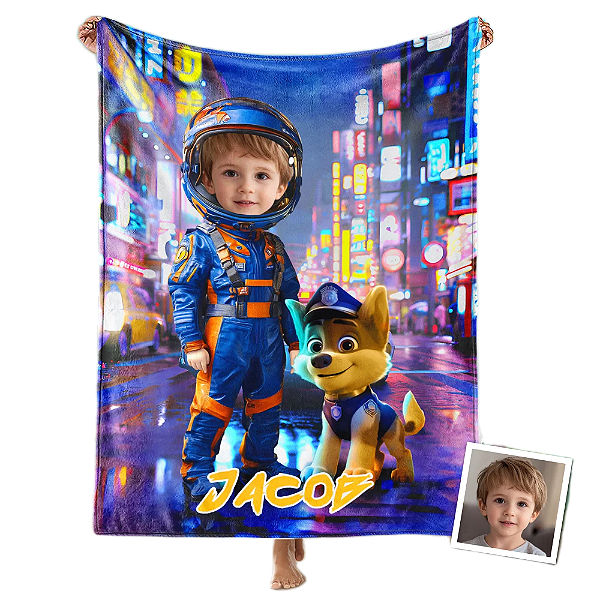 Toalha Fun poket infantil - Seu rosto no personagem Patrulha canina Jasey