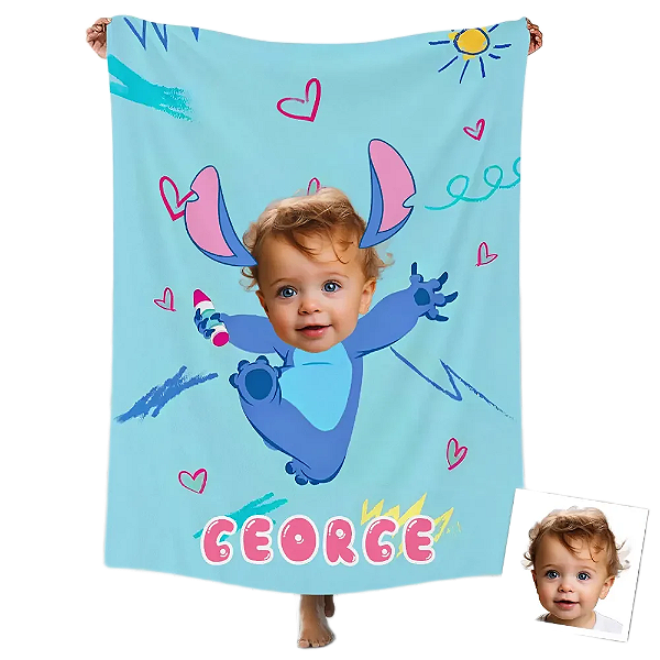 Toalha Fun poket infantil - Seu rosto no personagem Stitch 2