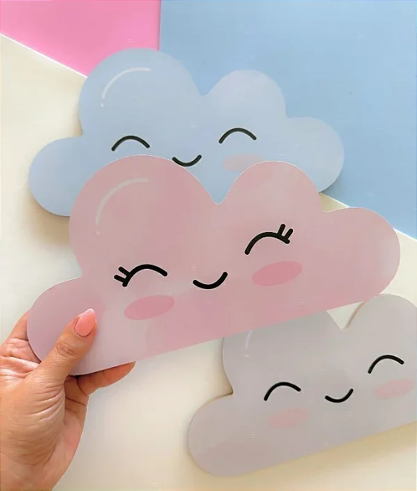 Placa infantil Nuvem feliz Sorrindo (cores) - em Ps