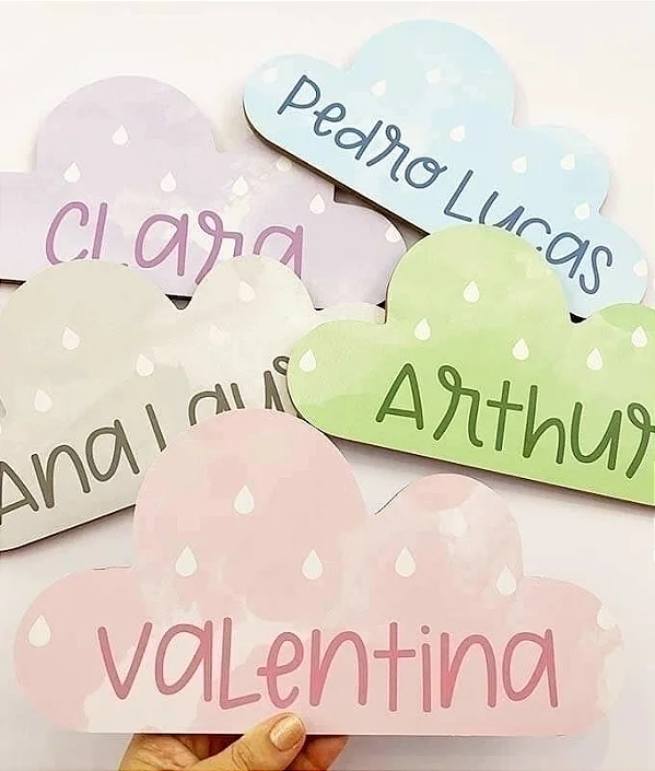 Placa decorativa Nuvem com nome - em Ps