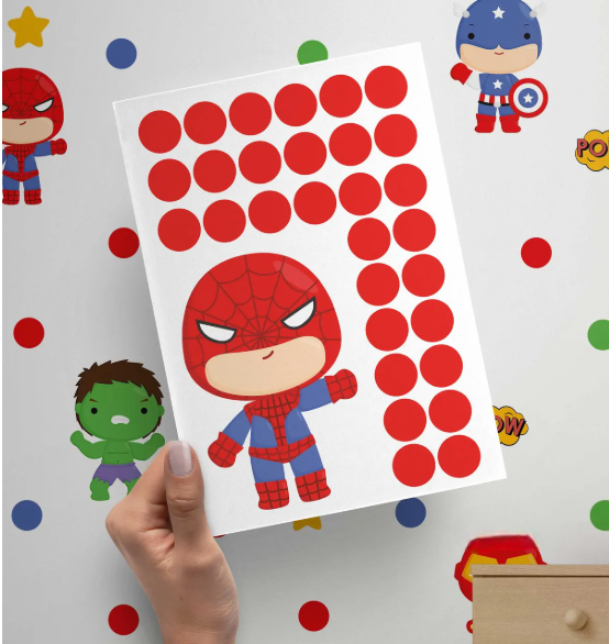 Adesivos de Parede Heróis - cartela decorativa