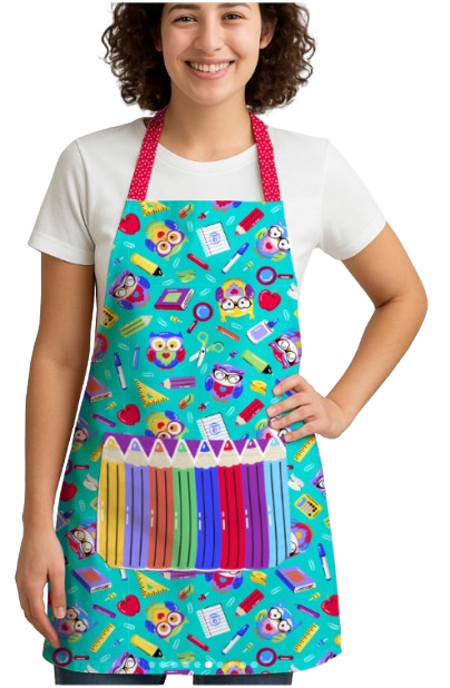 Avental Dia dos Professores - lapis de cor verde